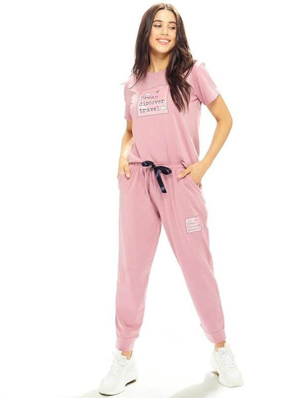 Women Cotton Lycra Solid Top & Payjama Nightsuit & Tracksuit Set
