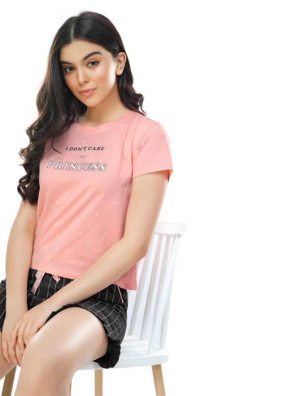 Women's Cotton Peach Heart Printed Shorts Set