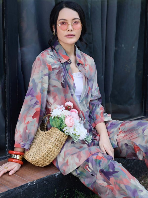 Womens Rayon Pink Floral Printed Shirt & Pyjama